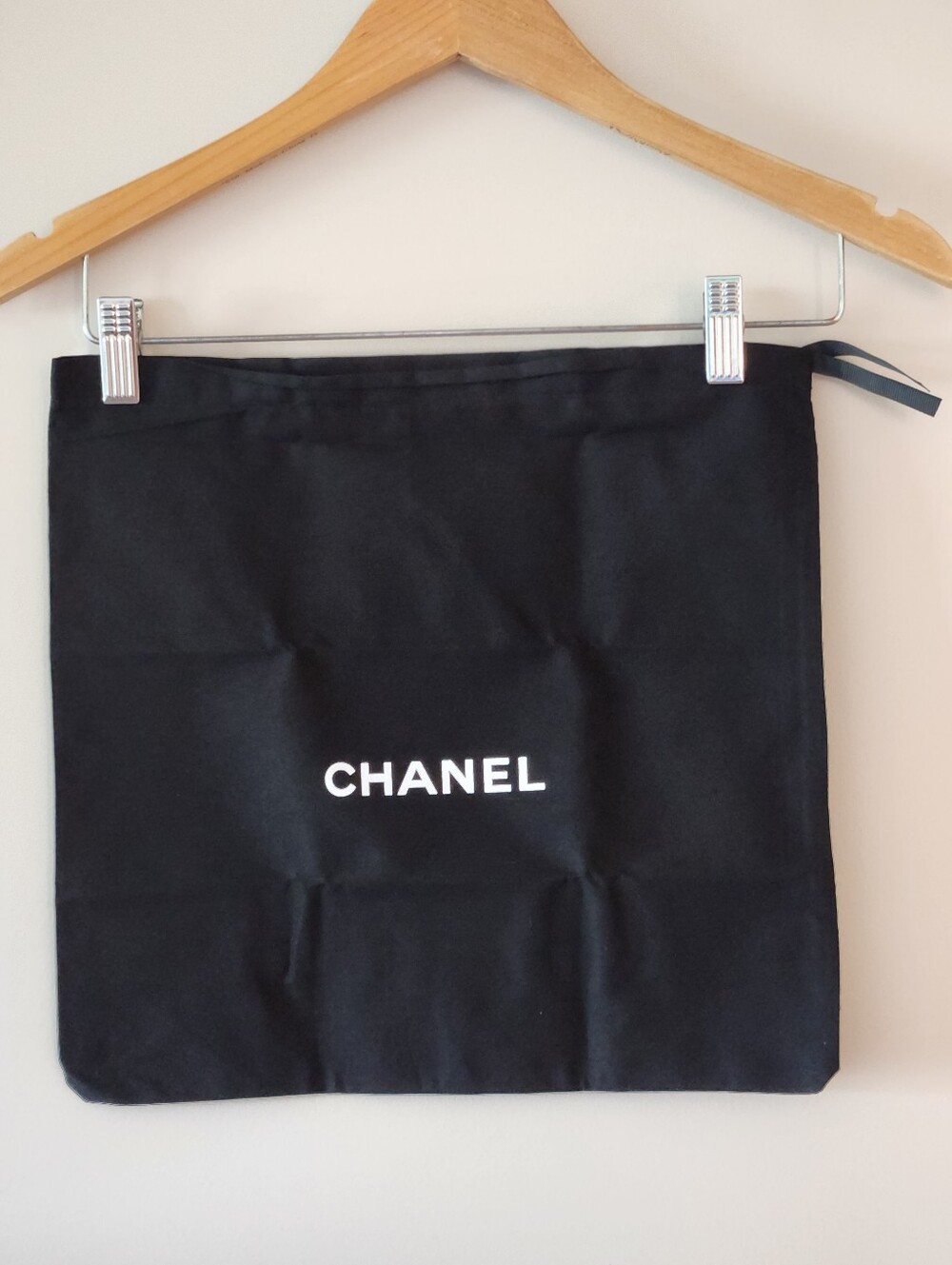 Authentic CHANEL Black Cotton Drawstring Dust Bag 14” x 13"